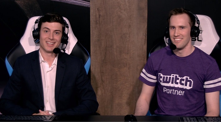 A picture of Blade as a guest commentator and analyst with Good Vibes Guy at the 2018 TwitchCon Black Desert Tournament